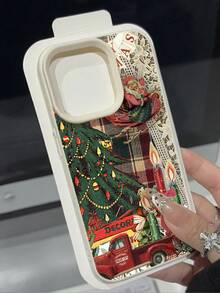 1 Stück Weihnachtsbaum & Kerzen Muster Klassisch Retro Patchwork Ästhetisch Stylisches Handyhülle, geeignet als Geburtstags-, Feiertags-Geschenk für Freunde, Familie, Paare, Lychee-Textur staubdicht wasserdicht Soft-Schale kompatibel mit iPhone/// 17/16/15/14/13/12/11/Pro/ProMax/X/XR/XS/XSMAX/7/8/PLUS - Verschiedenfarbig - Übersicht 2