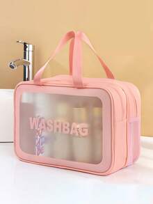 Dry-Wet Separation Double-Layer High-Fashion Travel Portable Storage Bag Waterproof Makeup Bag Dry-Wet Separation Swimming Fitness Bag Toiletry Bag, Toiletry Bag Dry-Wet Separation Portable Large Capacity Drainable Double-Layer Makeup Bag Travel Toiletry Organizer Makeup Bag, Multiple Colors Available