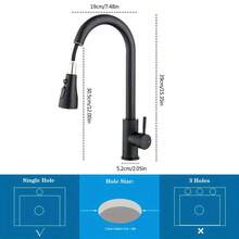 1 Set Pull-Out Cold & Hot Black Kitchen Faucet Suitable For Sink, 3 Modes (Aeration+Soft Water+Strong Spray), Cold/Hot Water Switch, 360° Extendable For Cleaning, Includes Installation Accessories And Inlet Hose Kitchen Items Kitchen Accessories Kitchen Tools - Black Upgrade Three Water Outlets - View 5