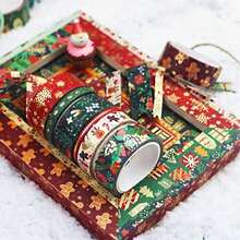 21 Rolls Christmas Washi Tape, Gold Foil Washi Tape Perfect For Bullet Journal, Decorative Adhesive Paper Tape For Scrapbooking, DIY Crafts, Gift Wrapping, Bullet Journals & Party Decor, Sticker Masking, School Supplies, Holiday Gift Decoration