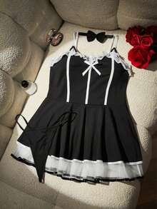 weiweihu Plus Size Suit-Halloween Costume Sexy Maid Costume Cosplay Sexy Underwear  Lace Tube Top Dress + Bow Neck Ring + Belt With Leg Ring Costume Set Lencería Sexy Para Mujeres  Lingerie Set>Costume  Halloween Pajamas   Halloween Costumes>Rave  Halloween Costumes Plus Size  Fall Outfits For Women Fall Clothes For Women  Stockings Women  Medias De Invierno Mujer Winter Clothes Thanksgpajamas Sets For Women   Pijamas Navideñas Christmas Pajamas Thanksgiving Outfit Women - 黑色 - 查看 10