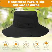 AI-PIKA Sombreros del Sol para Hombre,Sombreros para Hombre con Protección UV UPF 50+,ala Ancha,Impermeables,Transpirables para Ciclismo,Acampar,Pescar,Caminar - Modelo Negro Transpirable - Ver 2