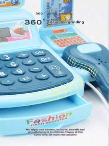 儿童迷你仿真收银机玩具，扫描和多功能声光效果，圣诞节和角色扮演的理想礼物（配件随机分发，由于手工测量可能会有轻微测量误差）