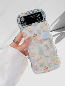 Flower Printed Sleek & Stylish Clear Crystal Shockproof Protective Cover, Anti-Drop Protection Clear Anti-Yellowing Phone Case Compatible With Samsung Galaxy Z Flip 7 Flip 6 Flip 5 Flip 4 Flip 3