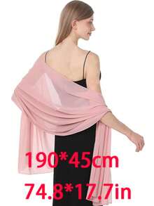 1 xale de chiffon de cor sólida de 190 x 45 cm, cachecol macio para mulheres, vestido formal, noiva - Multicolorido - Ver 4