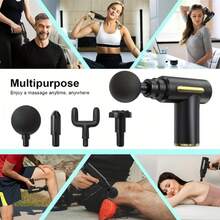 1pc Black/Green/Grey Massage Gun, Portable Muscle Relaxation Neck Massager - Professional Full Body Massage Gun, USB Rechargeable, Compact Design, Ergonomic Handle, 6-Speed Adjustable Percussion Massage Gun, Handheld Body & Back Muscle Massager, Long-Lasting Massage Gun - Multicolor - View 5