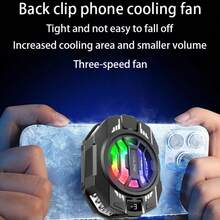 1 pieza Enfriador de teléfono semiconductor negro, material de ABS + aleación de aluminio, ajuste de 3 velocidades, enfriamiento rápido, iluminación RGB, compatible con iPhone, tabletas, etc.