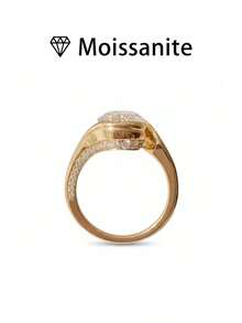 1pc Women's Wedding Ring, Starry Sky Inlaid Ring, 3.7g 925 Sterling Silver, 2 Carat Moissanite, Bohemian Palace Style, Luxury Engagement/Wedding/Anniversary/Valentine's Day Gift, Comes With Moissanite Certificate And Elegant Gift Box - Gold - View 7