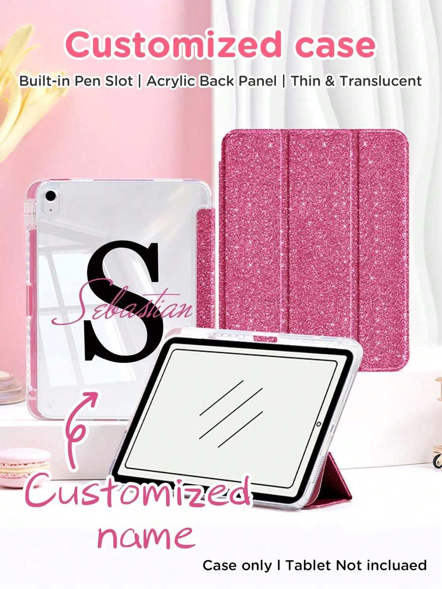 Customized Shiny Flat Tablet Protective Case Compatible With IPad Mini 6/7, Air 9.7/10.2/10.5/10.9, Air 4/5, Pro 11 Inch (M4) 2024 And 10th Generation. High-Definition Acrylic Back Cover With Magnetic/Auto Sleep/Wake Function, Built-In Stand And Pen Slot. A Fashionable And Shiny Luxury Gift Suitable For Friends, Girlfriends, Family And Daughters. It Is The Perfect Choice For Christmas, Birthdays, Anniversaries And Back-To-School Seasons. - Multicolor - View 1