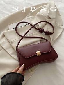 New Fashionable Casual Metal Hardware Coin Purse Women's Handbag, Solid Color PU Leather - Burgundy - View 12