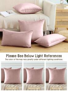 Bộ 1/2/4 vỏ gối nhung màu hồng trơn, vỏ gối trang trí mềm mại, vỏ gối, bộ đồ giường, chỉ có vỏ gối (không kèm ruột gối), khóa kéo, thích hợp cho ghế sofa, phòng ngủ, phòng khách và nhiều loại phòng khác, vỏ gối nhung mềm mại, thoáng khí và thân thiện với da, đồ dệt gia dụng ấm cúng, thích hợp cho mọi mùa, trang trí nhà cửa mùa thu, kích thước 45*45 inch, trang trí phòng, chứng nhận Oeko-Tex - Hồng - Xem 7