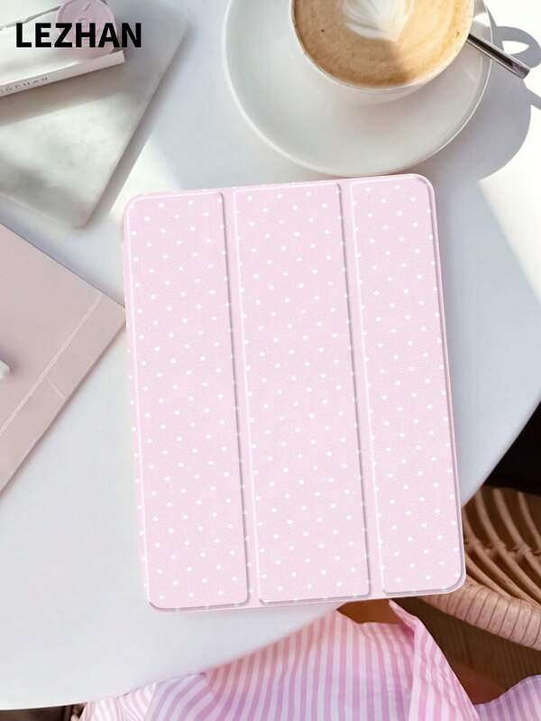 1pc Cute Pink Polka Dot Artistic Design Tablet Protective Case, Compatible With IPad (A16) 11 Inch 11th Gen 2023, IPad 9th/10th Gen 10.9 Inch, Galaxy Tab S6 Lite 10.4, Anti-Drop, Pencil Slot, Sleep/Wake Support, Christmas, Halloween, Romantic Gift