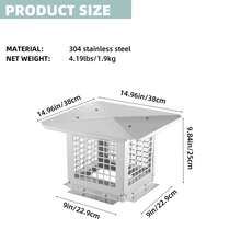 Chimney Cap,Chimney Cover,Outside Roof Rain Cap,Fireplace Chimney Cap,Stainless Steel Fireplace Exhaust Cap For Vent,Easy Installation,Adjustable Bottom To Fit Existing Clay Flue Tile Sizes - 9*9" - Ver 3