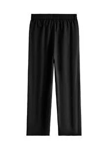 Women's Casual Pocket Elastic Waist Button Zipper Wide Leg Loose Pants