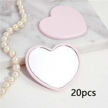 1 pieza/5 piezas/10 piezas/20 piezas/50 piezas Espejo compacto con forma de corazón, espejo portátil para estudiantes, espejo de bolsillo para viajes, espejo de maquillaje con forma de corazón