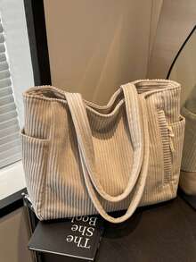 Torba typu tote z kordu, duża pojemność, nowa torba na ramię, torba szkolna do college'u, torba do szkoły