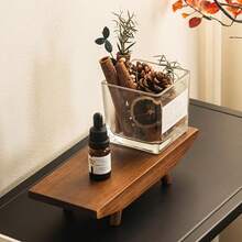 1 Stück massives Holz 2-stufiges dekoratives Tablett - Vintage geometrisches Handwerksdesign für Wohnzimmer, Eingangsbereich, Badezimmer - Schlüsselhalter, Schmuck- und Kosmetikorganizer, Heimdekoration, ästhetische Raumdekoration, Holzpalette, Kosmetiktasche, Reiseaccessoire - Braun - Übersicht 6