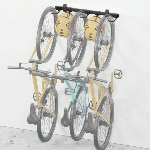 Enhanced Garage Rack, Adjustable 6 Hangers For Garage, Equipped With 78.5in Extended Rail To Accommodate Various Sizes, Heavy-Duty Steel Wall Mount, Max Capacity 330 Lbs