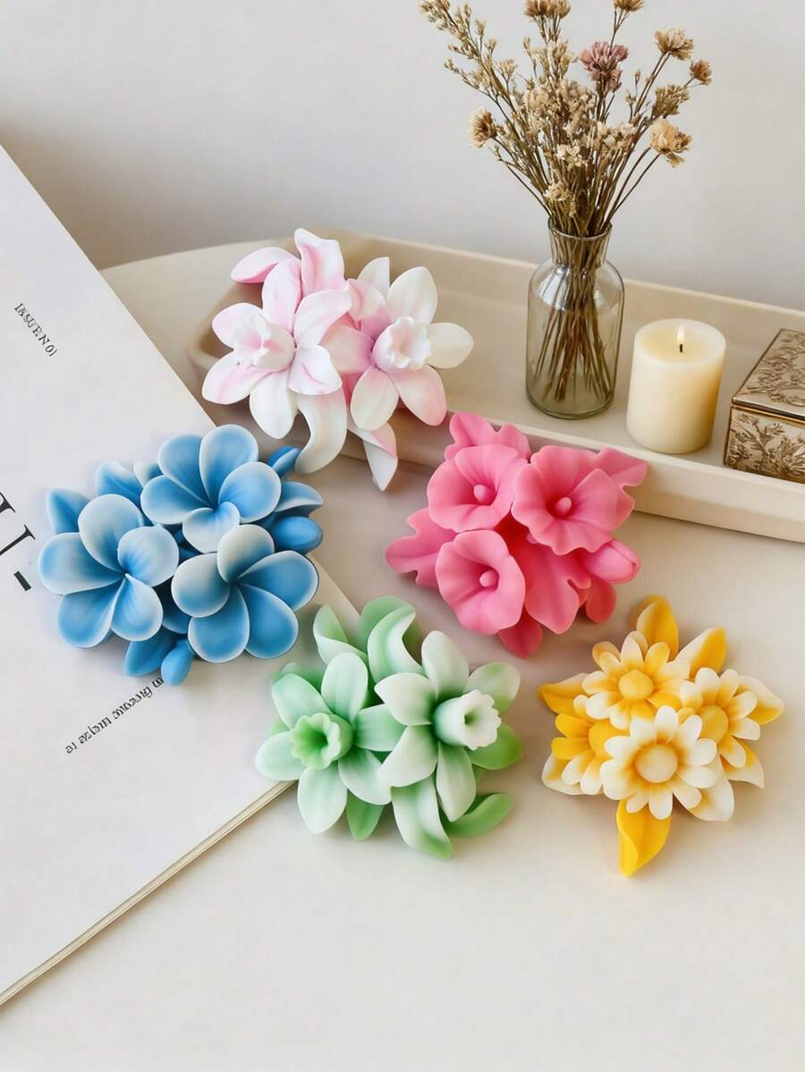 Molde de silicona con forma de flor 3D | Manualidades DIY de jabón, vela, yeso aromático | Decoración del hogar, ornamento de escritorio, fondo de fotografía