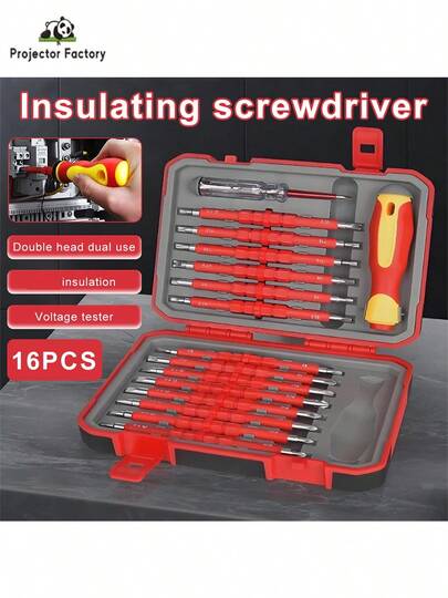 LIPETY Insulated Screwdriver Set For Electricians,16-Pieces Screw Driver Set Kit, – Ergonomic Handle, With Voltage Tester,Magnetized Tips, For Electrical Work, Car, Boat ,Receptacle & Outlet Screwdriver, Multi-Tool (29 In 1)