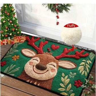 Christmas Reindeer Bath Mat, Doormat - Perfect For Kitchen And Bathroom Decor, Ideal Christmas Choice, Seasonal Decoration, Holiday Decor, Decorative Mat, Reindeer Design, Easy Care, Durable Material, Home Accessory, Entryway Mat, Holiday Shopper, Christmas Enthusiast, Christmas Reindeer Microfiber Bathroom Mat - Quick Dry & Absorbent, Suitable For Kitchen & Bathroom Decor, Bathroom Bath Mat, Best Christmas Choice