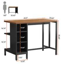 35.43" H Kitchen Island, Kitchen Shelf Bar Table With 5 Open Storage Shelves And Large Worktop, Industrial Butcher Block Island (Stools Not Included) Brown & Black - Brown & Black - View 9