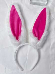 1pc Cute White Fluffy Rabbit Ear Headband, Sweet Lady Headdress For Cosplay, Party, Ball Dance, Easter Holiday Wear Halloween - White - View 6