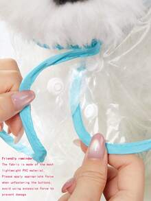 LUCKIE LABO 1pc Transparent Pink Trim Waterproof Raincoat For Cats And Dogs To Wear On Rainy Days Out - Hot Pink - View 8