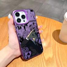 Custodia per iPhone, Custodia per telefono C-A-Aki Hayakawa per iPhone 16 15 14 13 12 11 Pro Max, colore nero opaco, multicolore, cover metallica laser aurora