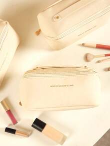 1 Stück PU-Leder Reise Make-up Tasche, großer wasserdichter Kosmetik Organizer mit hoher Kapazität, tragbare Handtasche für Hautpflege & Kosmetik, geeignet für Reisen, Universität, Strand, Schule, Badezimmer, Feiertage, Valentinstag, Muttertag, Weihnachten, Erntedankfest - Aprikosenfarben - Übersicht 9