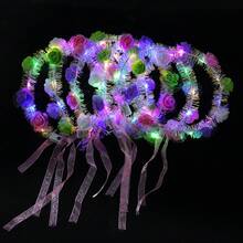 5pcs Shiny Rose Flower Wreath With 3 LED Flashing Modes, Suitable For Christmas Gifts, Weddings, Parties, Valentine's Day, Birthdays, Halloween, New Year Stage Decor And Photography Props
