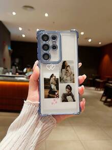 1pc Customized Family Portrait Design/Love Element Collage/High-Definition UV Printing/Electroplated Corner Anti-Fall Black Lens Protection Phone Case, Meets Customer's Personalized Needs! Compatible With Apple 17Air, 1promax, 11/12/13/14/15/16/PROMAX, /A13/A14/A15/A53/A55/A54/A55/S23/S23ultra/S24ultra/S24/Sam, Galaxy, Can Be Used As A Gift For Anniversaries, Holidays, And Daily Use - Baby Blue - View 6
