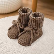 Baby Boys Girls Knitted Shoes Soft Sole First Walking Socks Comfortable Indoor Booties - Cà phê nâu - Xem 1