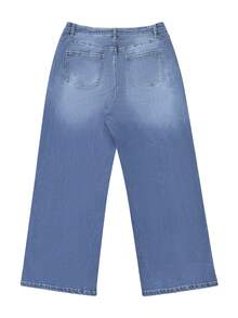 Christmas Plus Size Vintage Blue Loose Fit Wide Leg Jeans For Women, Casual, Flattering, Versatile, Spring/Summer New Arrival, Straight-Cut,Holiday,Festival,Cowgirl Outfit,Jeans,Trousers,Going Out Outfits,Denim Trousers Women,Cowboy Outfit Women,Jeans Women,Bottoms