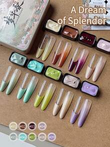 9-Colors Patting Glue Smudge Canned High Saturation Popular Semi-Solid Nail Polish Glue Nail Salon For DIY - 彩色 - 查看 4