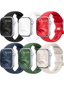6 dây đeo đồng hồ thể thao bằng silicon mềm chống nước, tương thích với Apple Watch 41mm, 40mm, 38mm, 45mm, 44mm, 46mm, 42mm, 49mm, phù hợp với Ultra, SE, Series 10, 9, 8, 7, 6, 5, 4, 3, 2, 1 - Nhiều màu - Xem 11