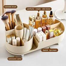 XL Large Make Up Organiser Cosmetic Vanity Case Box 2 Drawers Skincare Storage - Green + Brush Holder - View 9