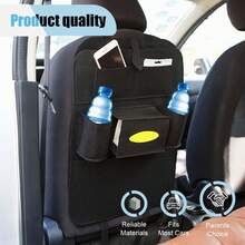 Organizador de respaldo de asiento de coche de fieltro con 6 bolsillos, alfombrilla antikick para niños impermeable y duradera para almacenar juguetes, pañuelos, libros y accesorios de viaje, decoración interior del coche, para SUV, camiones, minivanes, viajes familiares, padres, niños, bebés, uso diario y ideas de regalo para viajes