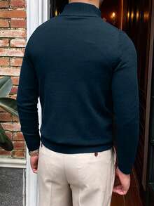 Vintage Style Versatile Turtleneck Sweater For Men - Teal Blue - View 4