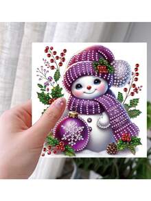 Set de 6 tarjetas de felicitación con tema navideño de pintura de diamantes, tarjetas postales de Navidad hechas a mano con arte de cristal 5D único, materiales de papel de alta calidad, adecuadas para suministros de fiesta, Navidad y bendiciones de Año Nuevo.