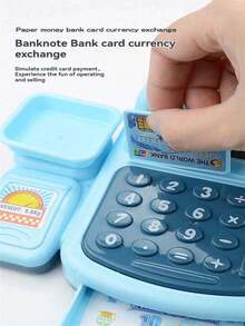 儿童迷你仿真收银机玩具，扫描和多功能声光效果，圣诞节和角色扮演的理想礼物（配件随机分发，由于手工测量可能会有轻微测量误差）