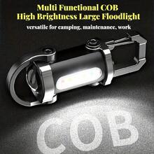 1/2/4 Mini LED-ficklampa med nyckelring, 1000 lumen COB-sidoljus, uppladdningsbar via USB-C, 7 lägen, bärbar multifunktionell utomhusficklampa med väska och klämma, lämplig för vandring, camping, fiske, löpning, nödbelysning/hundhalsband - Multifärgad - Visa 4
