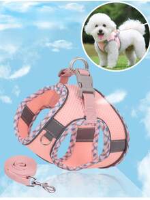 Pettorina per cani, in morbida rete traspirante, con imbottitura riflettente morbida, cinghia regolabile per il petto, adatta per gatti e cani di taglia piccola