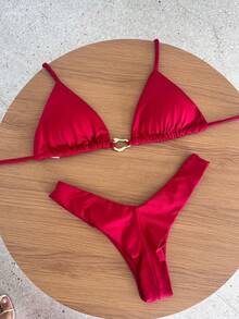 Simple Elegant Backless/Backless Tie Back Holiday Beach - Rojo - Ver 1