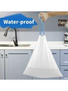 300 pezzi Sacchetti per rifiuti con laccio per cucina, bagno, camera da letto, rinforzati, senza odore, sacchetti per rifiuti monouso, sacchetti per cestini, forniture per la pulizia, uso aziendale, adatti per cucina, soggiorno, bagno, ufficio e hotel