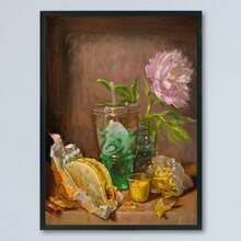 Still Life Canvas Poster - Retro, Art Deco, Modern Wall Art For Home Office, Living Room, Bedroom, Kitchen - Frameless Cartoon Themed Ink Art Print, Indoor Portrait Orientation, All-Season Decor