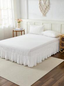 1pc French Romantic Butterfly Lace Bed Skirt, Soft Washable Stretchy Polyester Fiber, Fits Various Bed Sizes, New Arrival