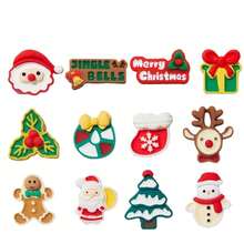 圣诞主题镂空木屐挂饰 - 圣诞老人、驯鹿和圣诞树装饰，镂空木屐配件，圣诞礼物 - 紅色聖誕套裝-12pcs - 查看 10