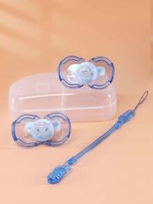 KUNT Set de 1 pieza/2 piezas de chupete a prueba de polvo con forma de concha para bebé, diseño redondo para el día/plano para la noche con cadena de chupete, chupete de silicona apto para uso diario, a prueba de caídas y polvo - Multicolor - Ver 21