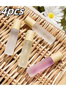 1pc/2pcs/4pcs 10ml (8.5cm/3.35inch*2cm/0.79inch), Precise Spiral Design, Rollerball Dispensing, Precise Application, More Precise Than Spray Bottles, Easy To Carry, Glass & ABS Plastic (ABS Resin) Rollerball Refillable Bottle (Minimalist Style) - Transparent, Wood Grain Detail, Metal Rollerball, Frosted Glass